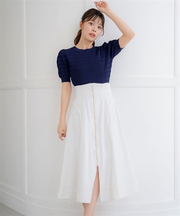 【予約】ジップデザインスカート(01オフホワイト-Ｓ-4月中旬ごろのお届け)