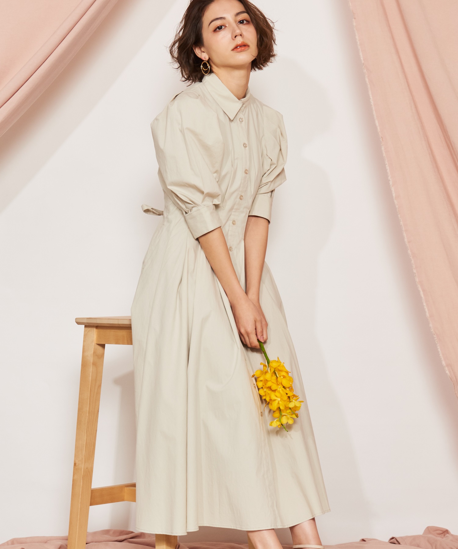 【loungedress】シャツワンピース