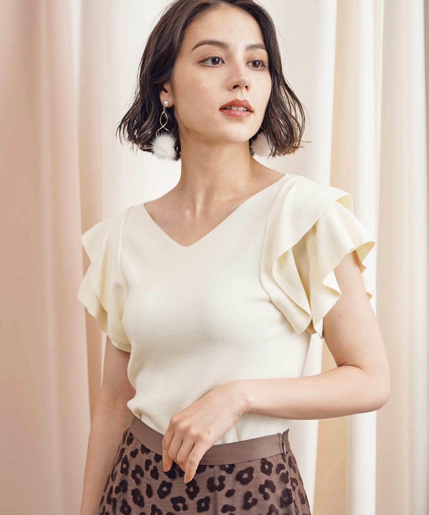ビビィ Bibiy. FLORENTINA FRILL KNIT ニット セーター フリル F オフホワイト /MI ■OS レディース ビビィ Bibiy. FLORENTINA FRILL KNIT ニット セーター フリル F