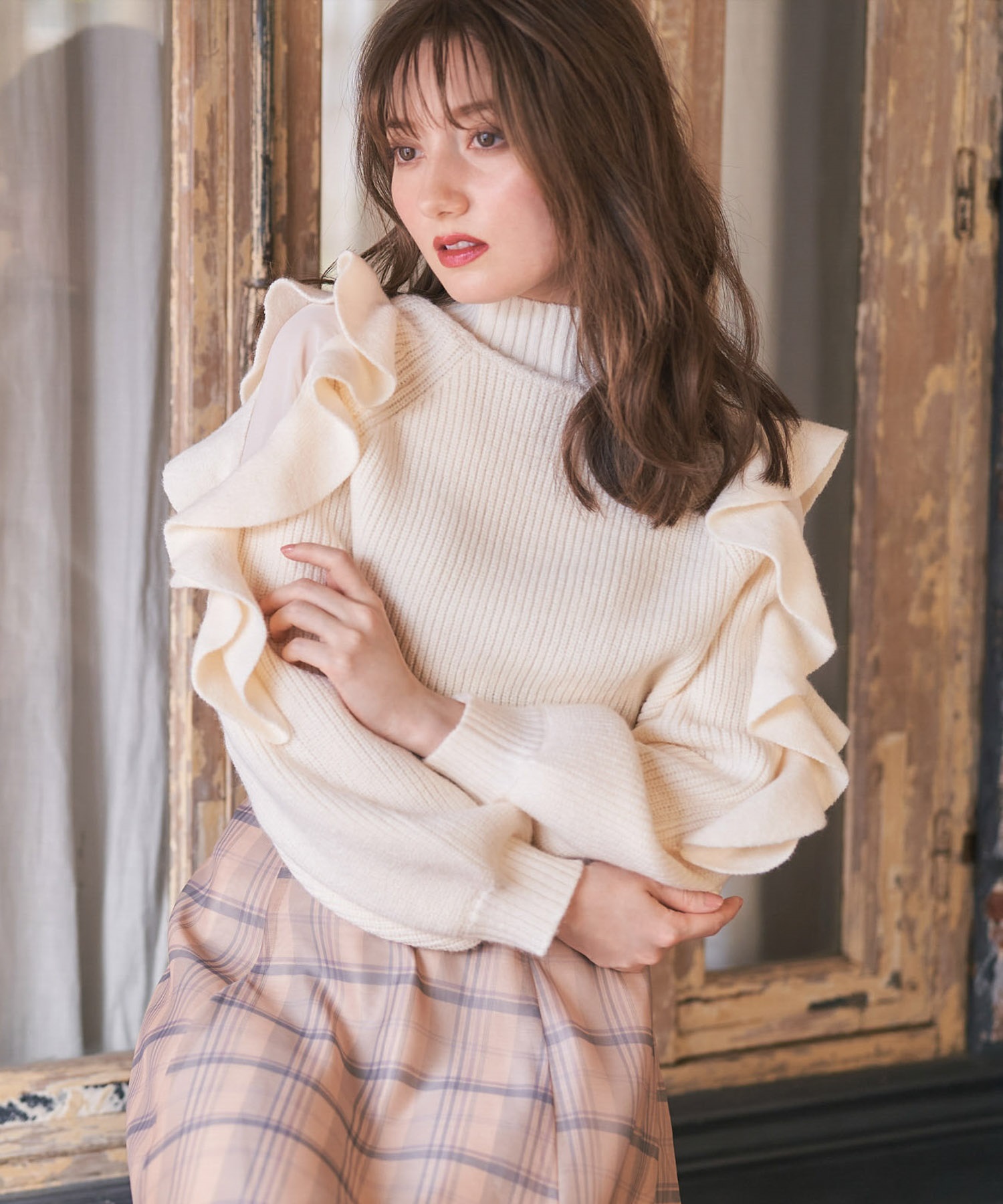 フリルスリーブ畦ニット | ニット | Noela OFFICIAL WEB STORE