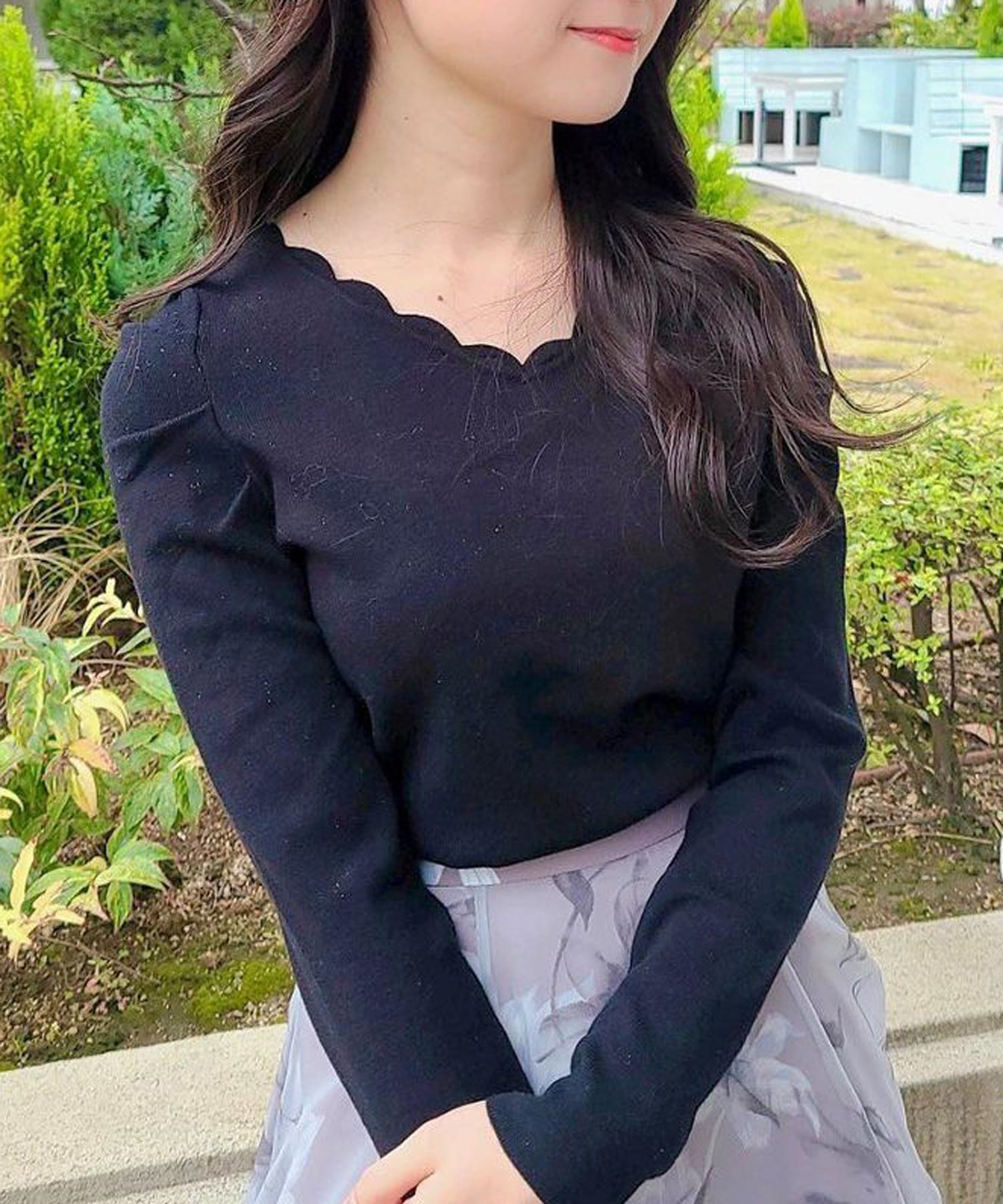 スカラップリブニット(00ブラック-フリー)