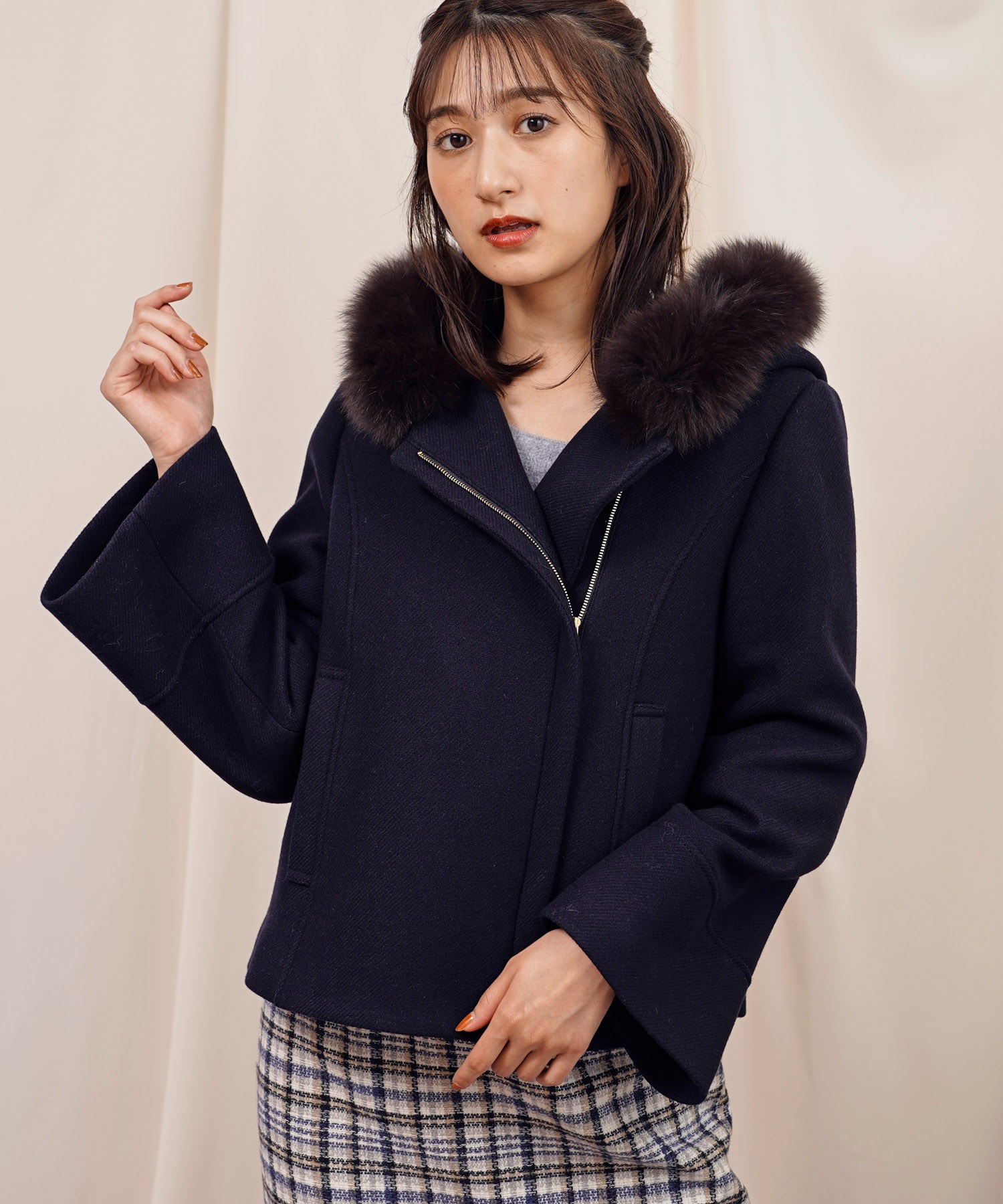 noela ファー付ショート２ＷＡＹコート