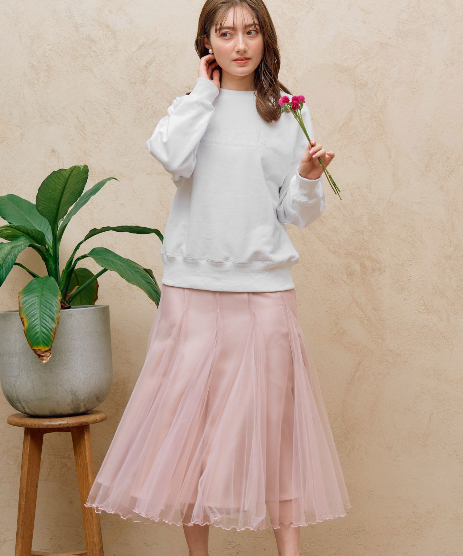 裾メローチュールスカート(32ピンク-フリー)