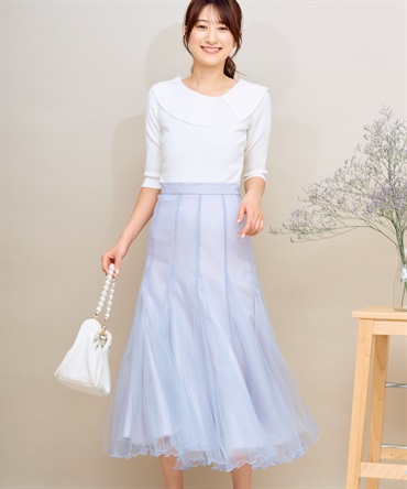 裾メローチュールスカート(72サックス-フリー)