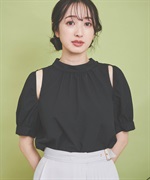 ブラウス シャツ ヨウリュウショルダースリットシャツ レディース ヨウリュウショルダースリットシャツ | Omekashi(オメカシ