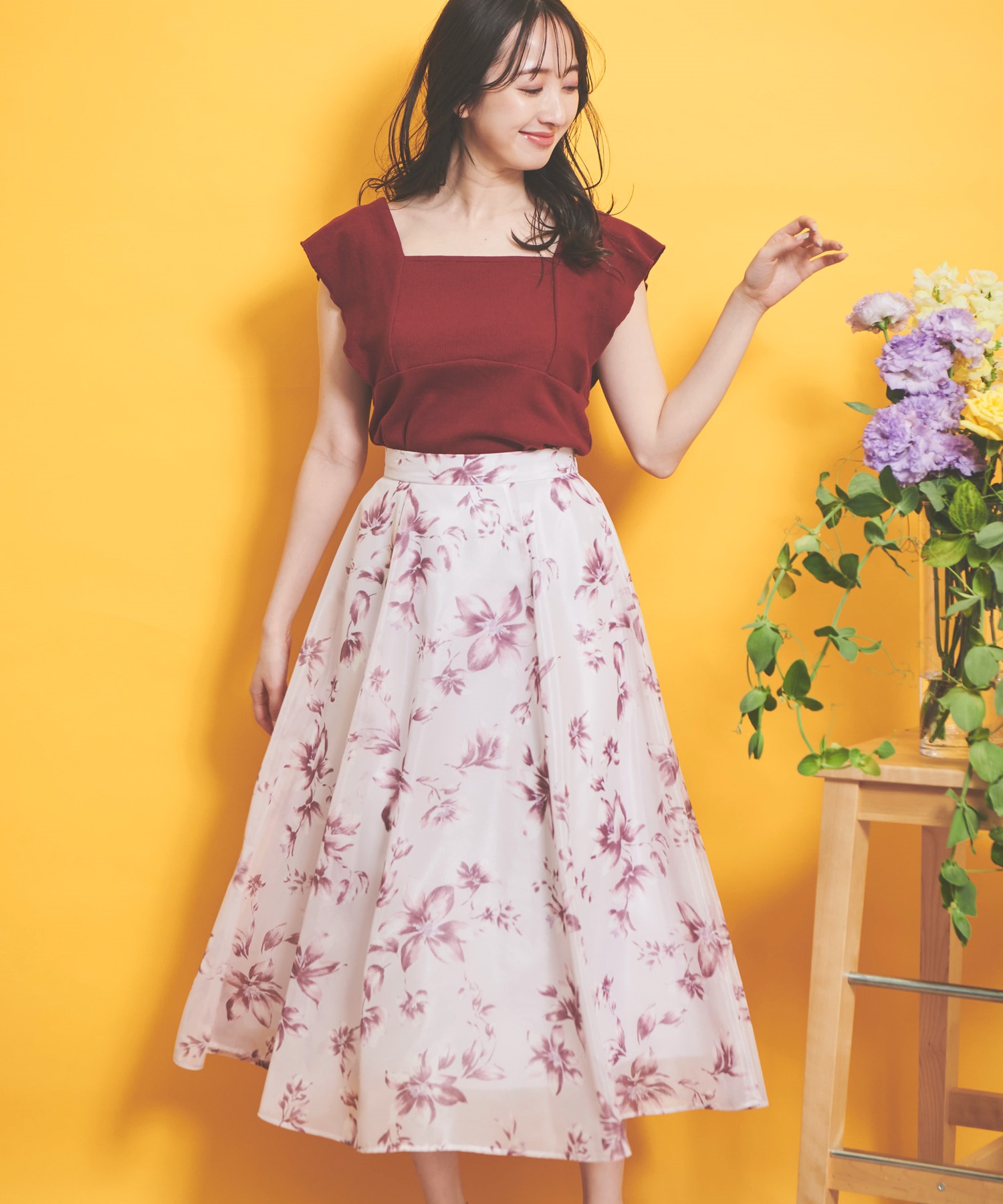 【PINK HOUSE】花柄スカートファッション