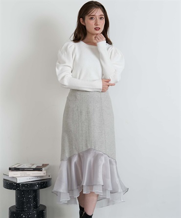 裾ボリュームフィッシュテールスカート(11グレー-Ｍ)