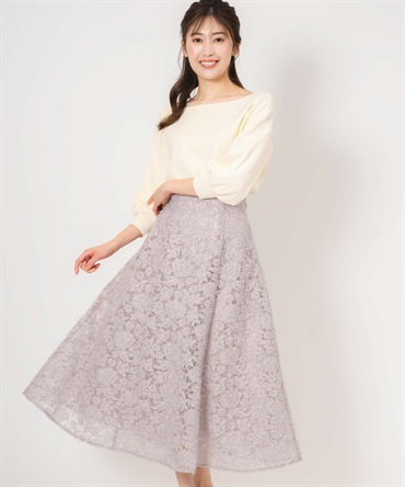 チュール刺繍スカート(22ラベンダー-Ｓ)