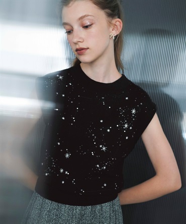 星空スパンコールニット