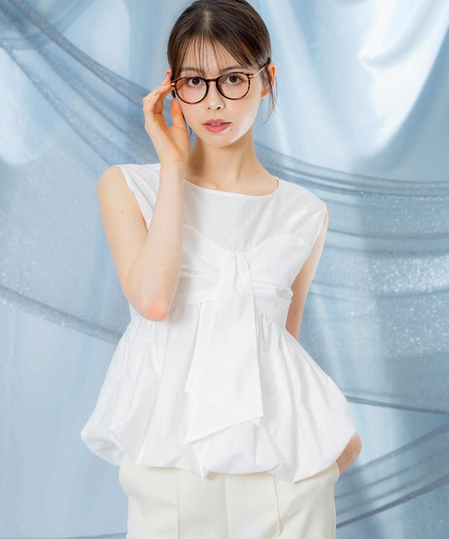 バルーンリボンブラウス(01オフホワイト-フリー)