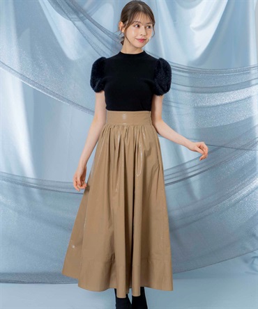 【SSサイズあり】ギャザーデザインフレアスカート(63カーキ-Ｓ)