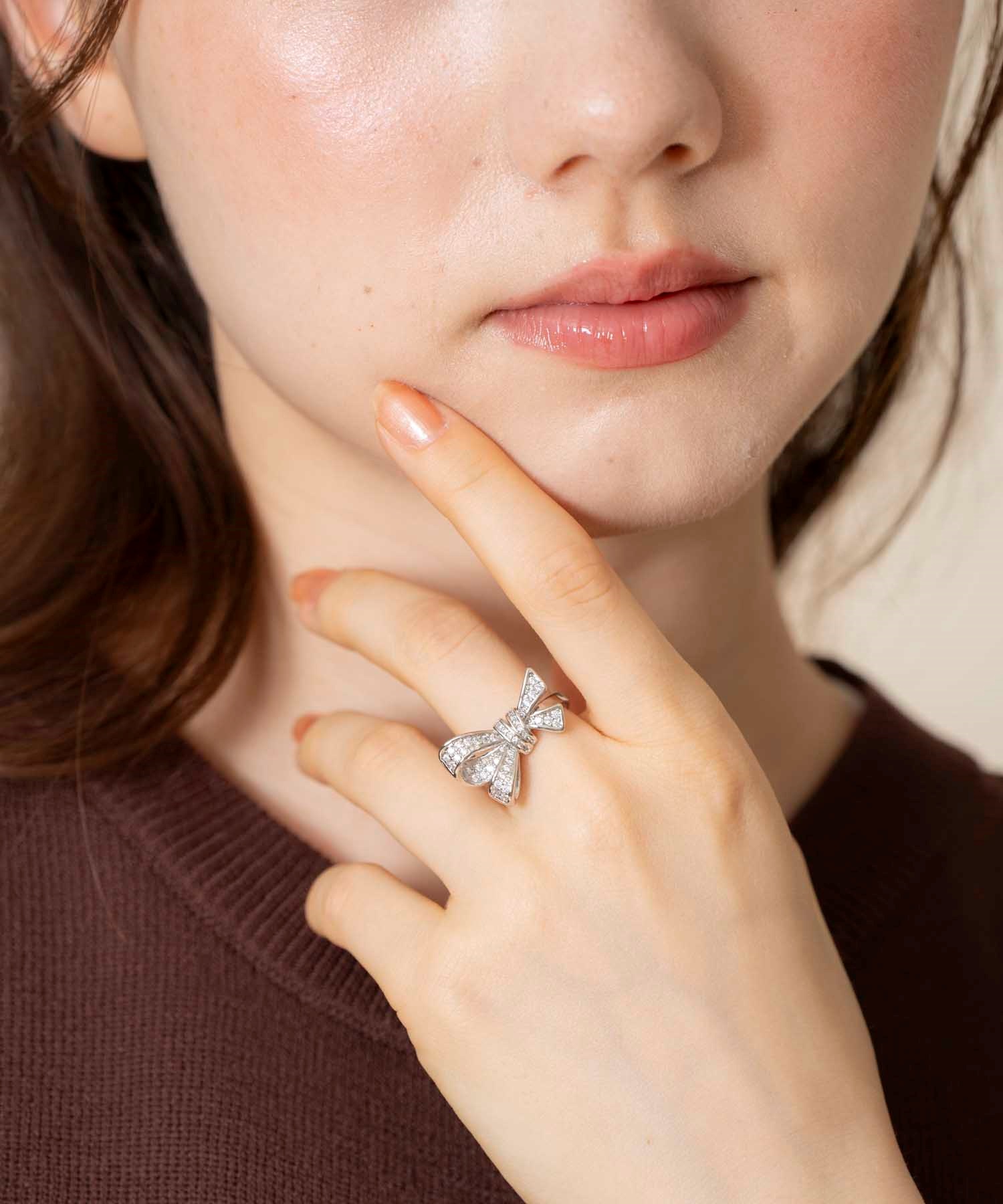 リボンビジューリング(13シルバー-フリー)