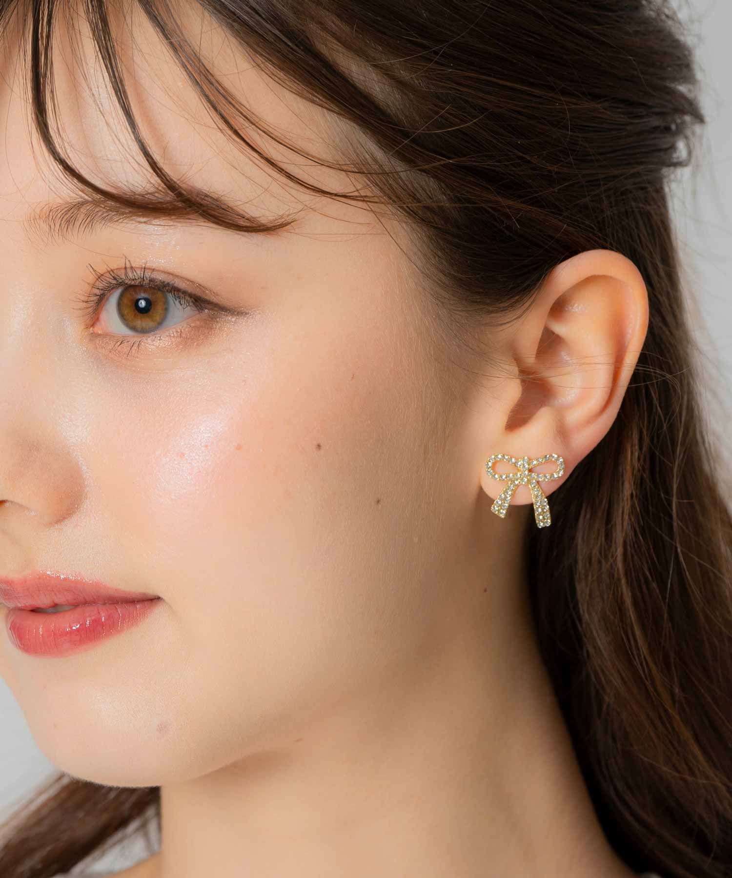 リボンモチーフピアス(50ゴールド-フリー)