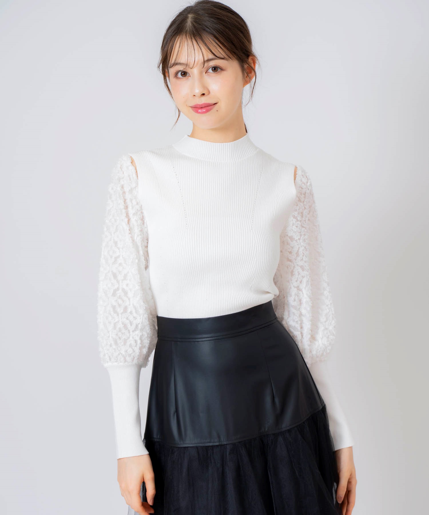 ジャガードスリーブドッキングニット | ニット | Noela OFFICIAL ジャガードスリーブドッキングニット | ニット | Noela OFFICIAL