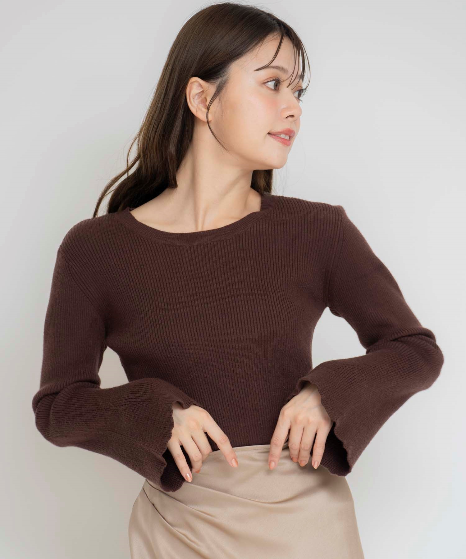 フレアスリーブラメニット | ニット | Noela OFFICIAL WEB STORE フレアスリーブラメニット | ニット | Noela OFFICIAL WEB STORE