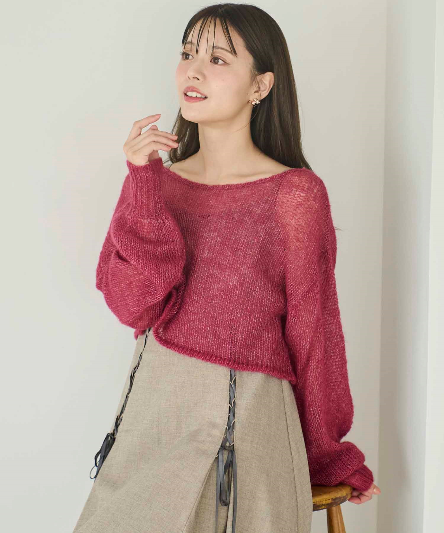 TAUPE（トープ）の「TAUPE/トープ/Mohair Intarsia Crewneck