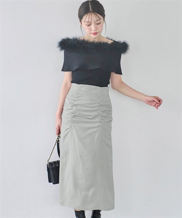 パッカリングサテンナロースカート(62ライトグリーン-Ｓ)