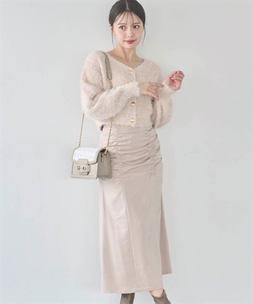 パッカリングサテンナロースカート(82ベージュ-Ｓ)