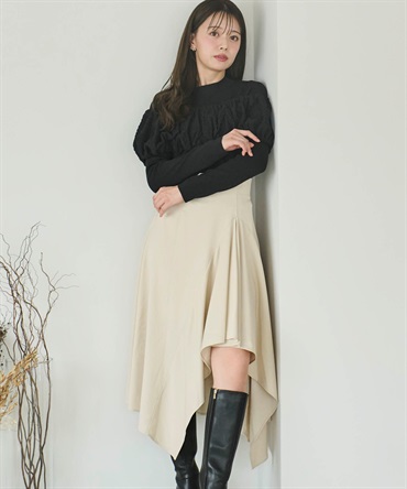 アシメヘムスカート(82ベージュ-Ｍ)