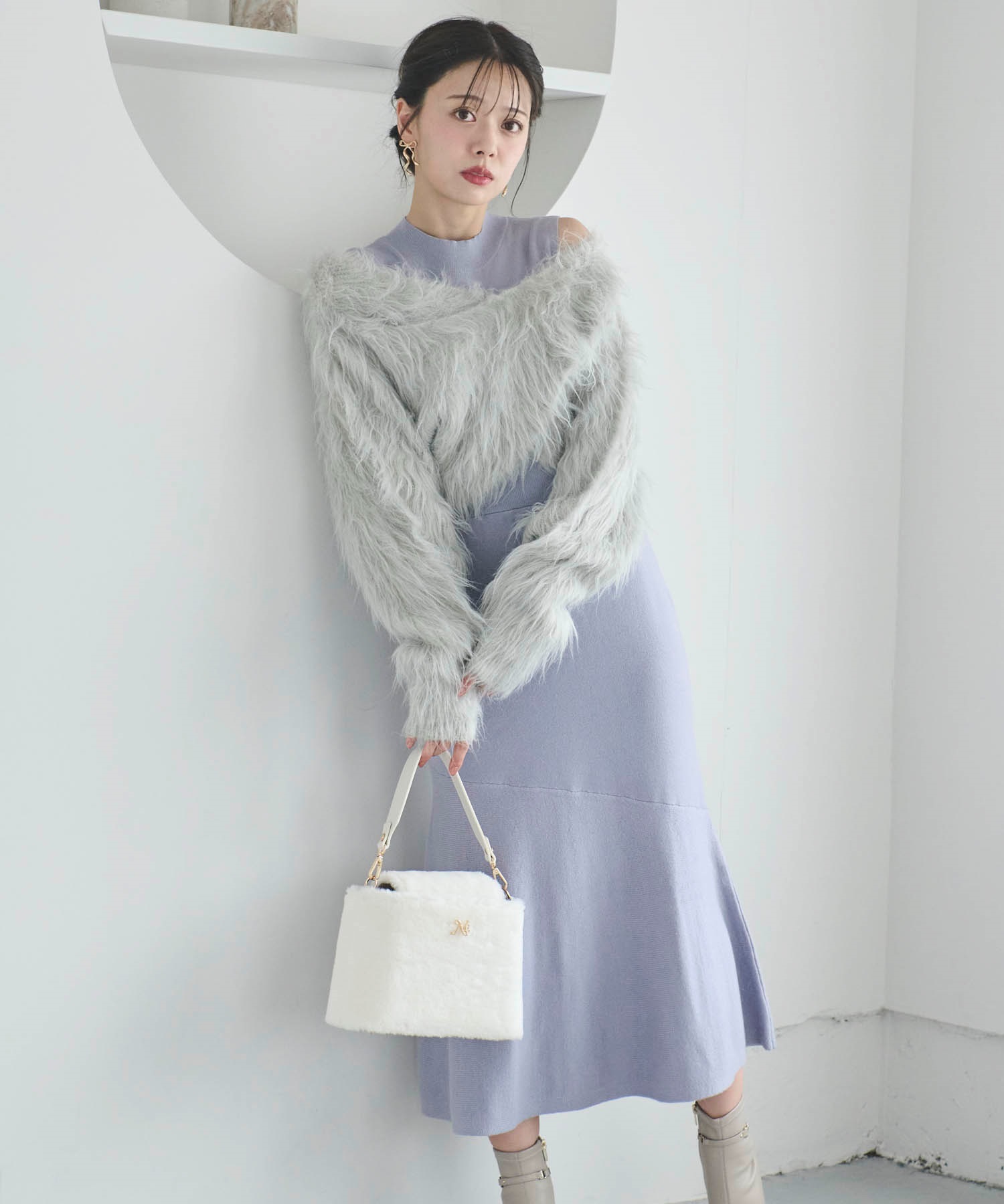 シャギーボレロニットワンピセット | ニットワンピース | Noela