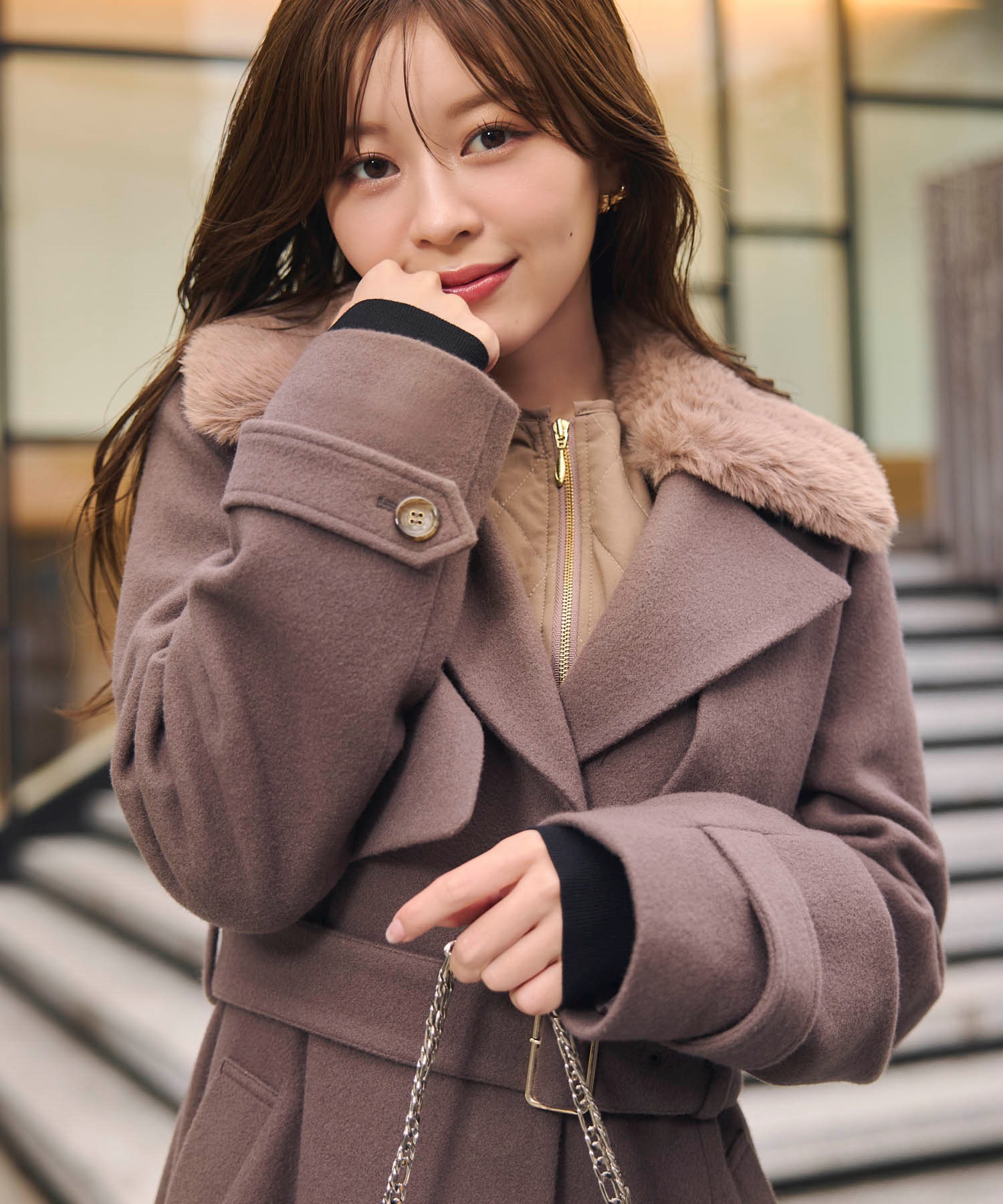 ファー付マルチロングコート | トレンチコート | Noela OFFICIAL ファー付マルチロングコート | トレンチコート | Noela OFFICIAL