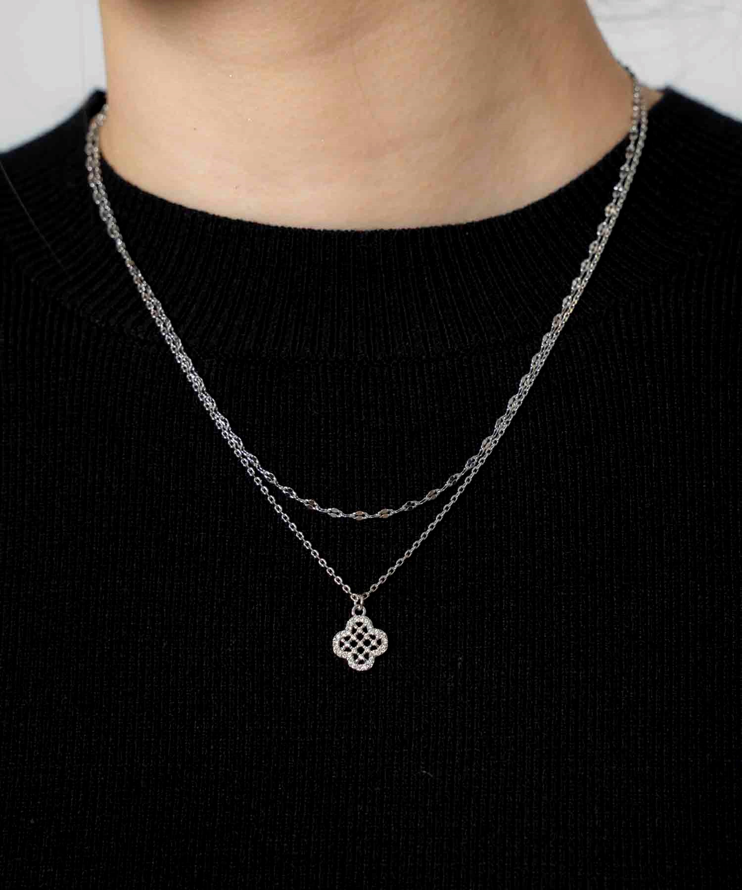 フラワーモチーフレイヤードネックレス(13シルバー-フリー)