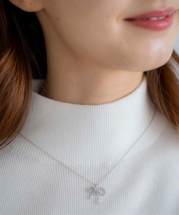 リボンビジューネックレス