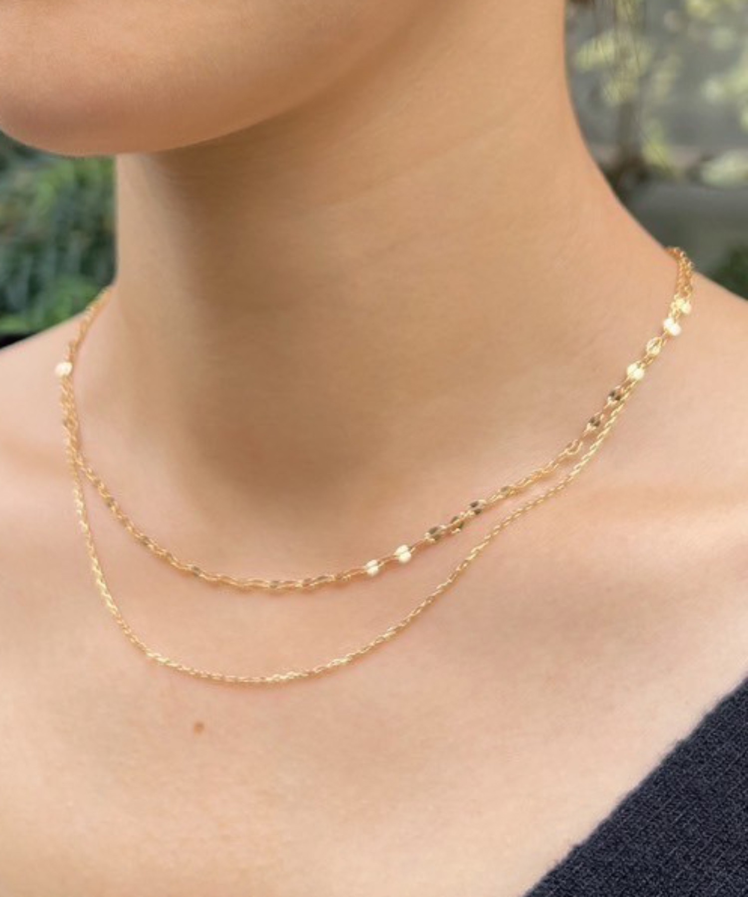 二連チェーンネックレス(50ゴールド-フリー)