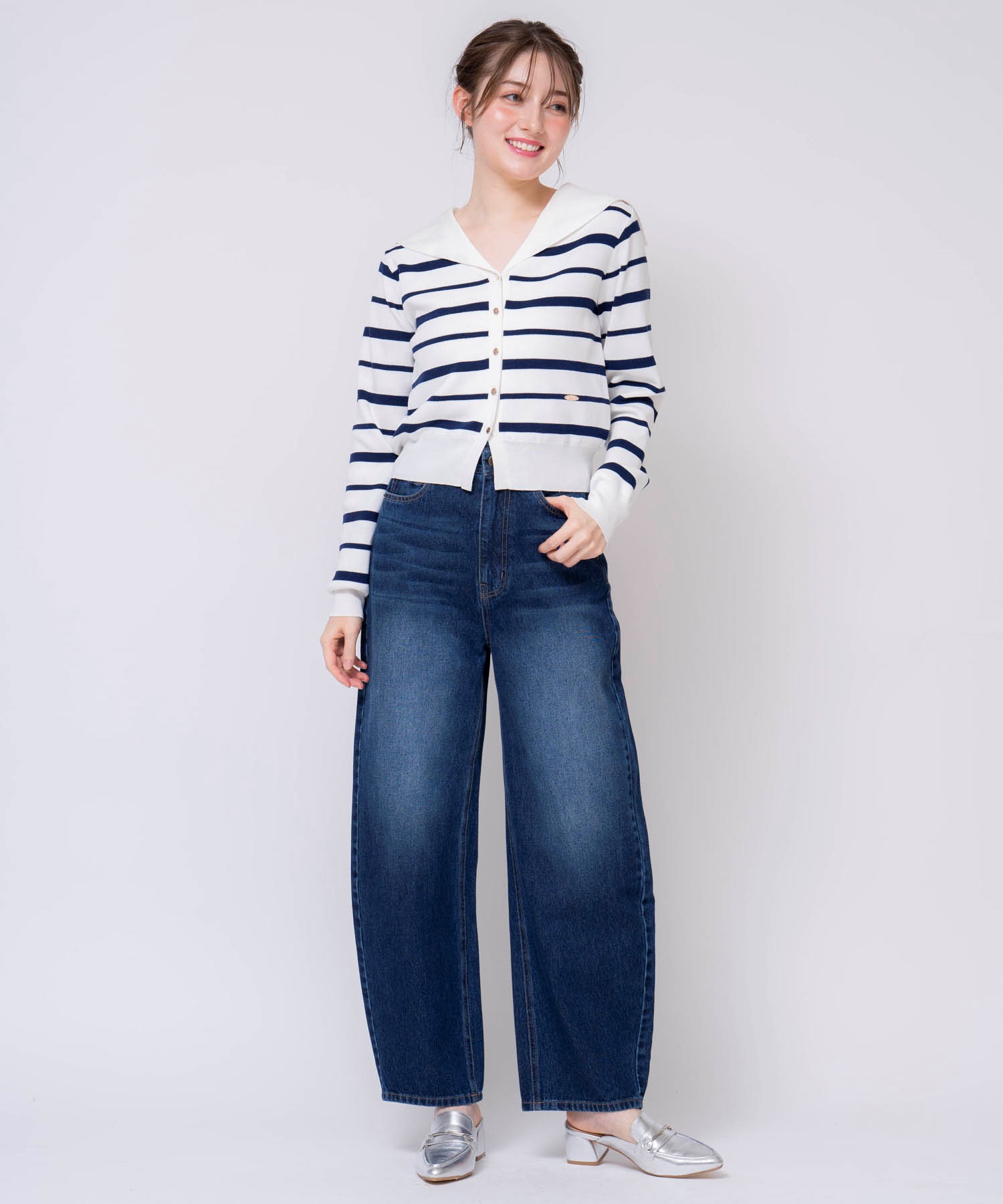 カーブシルエットデニムパンツ(73インディゴ-Ｓ)
