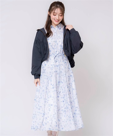 ハートフラワーワンピ(72サックス-Ｍ)
