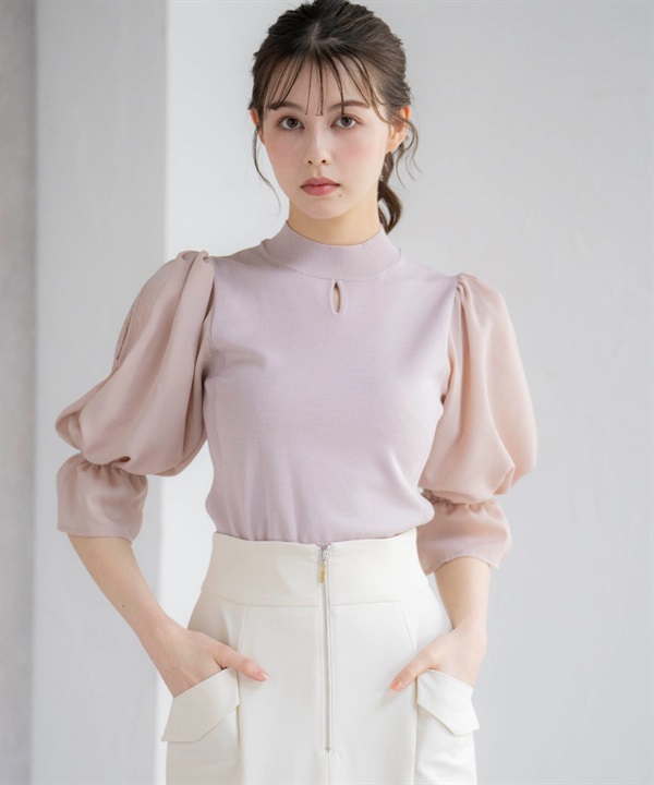 シフォンドッキングプチハイネックニット