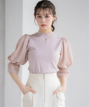シフォンドッキングプチハイネックニット