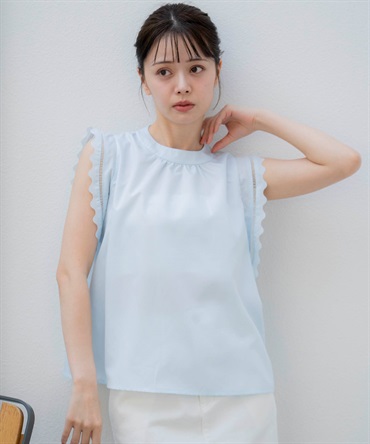 スカラノースリブラウス(72サックス-フリー)