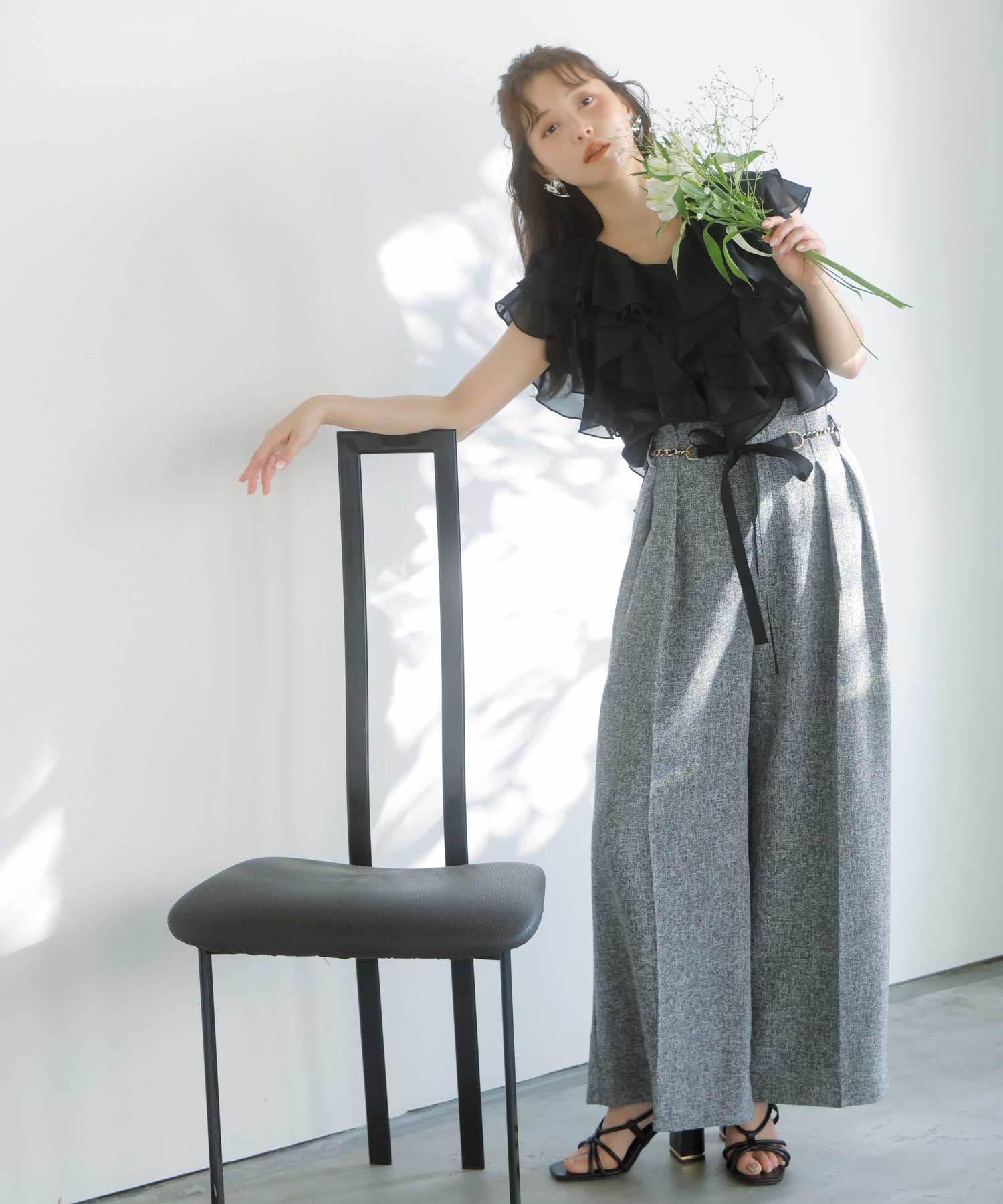 【SSサイズあり】チェーンベルト付きワイドパンツ(94ミックス１-ＳＳ-【公式オンラインストア限定サイズ】)