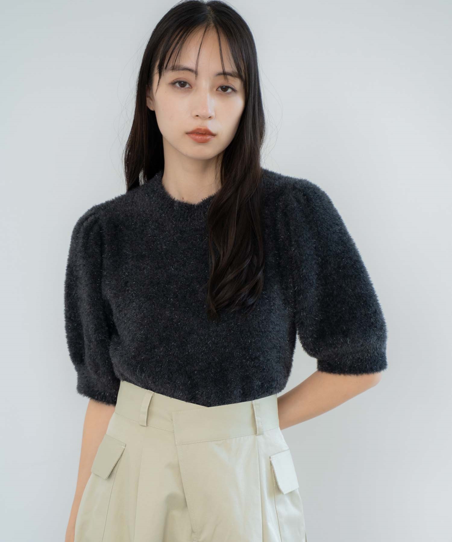 【予約】【WEB限定カラーあり】ラメシャギーニット(00ブラック-フリー)
