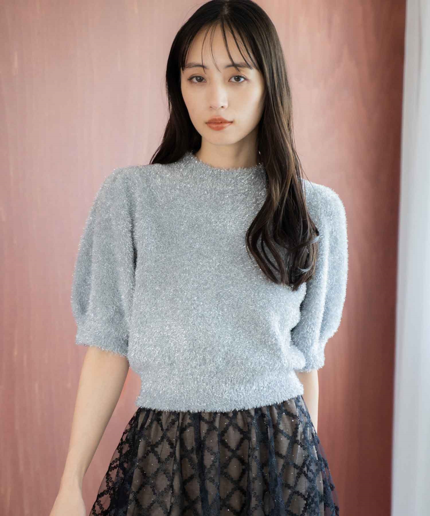 【予約】【WEB限定カラーあり】ラメシャギーニット(13シルバー-フリー)
