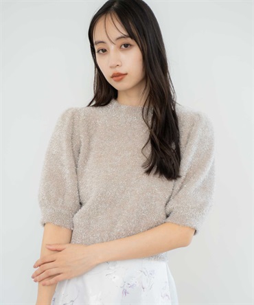 【予約】【WEB限定カラーあり】ラメシャギーニット(82ベージュ-フリー)
