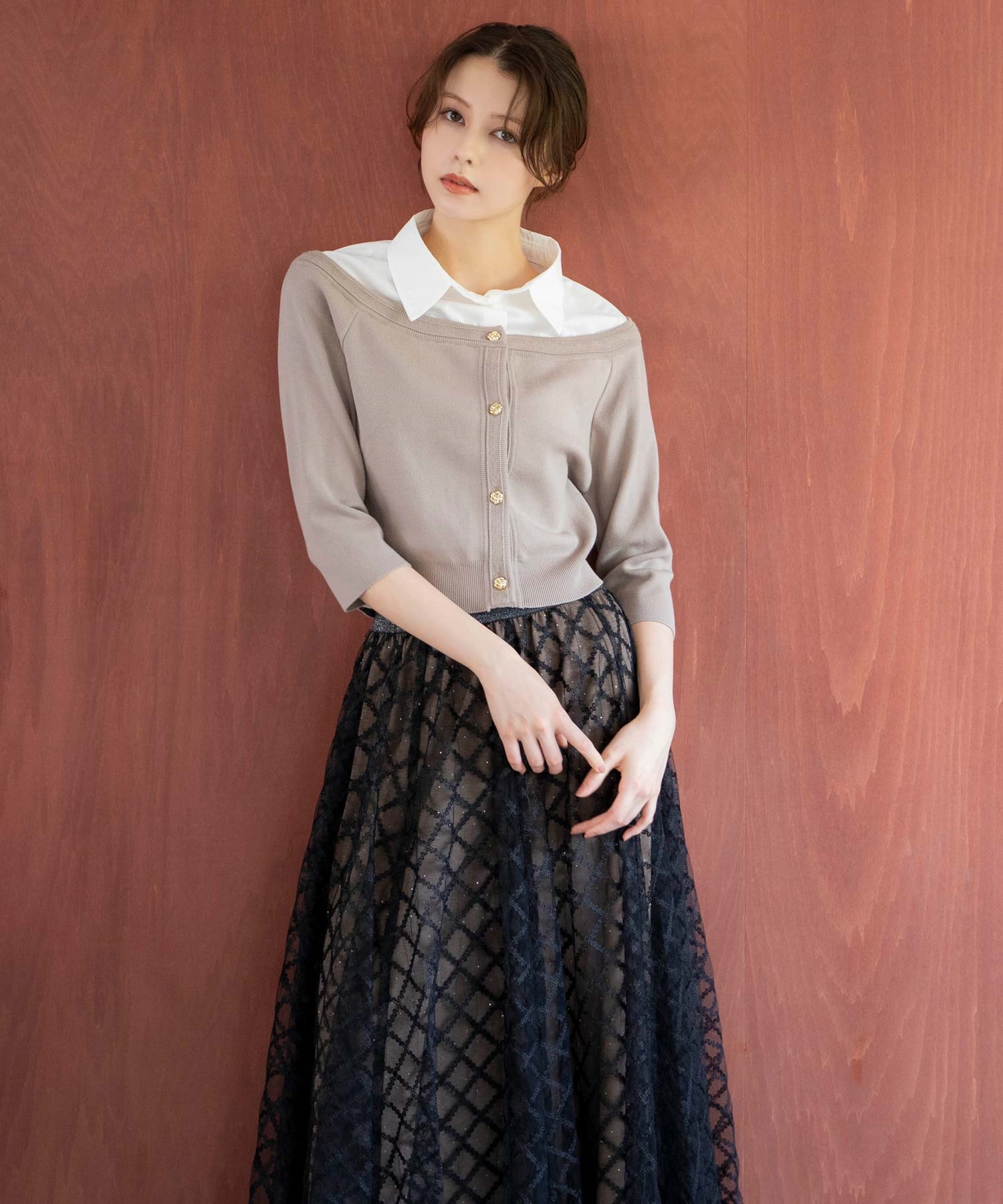 【予約】チェックチュールスタッズスカート