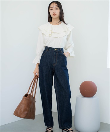 【予約】ストレートデニムパンツ(73インディゴ-Ｓ-9月下旬ごろのお届け)