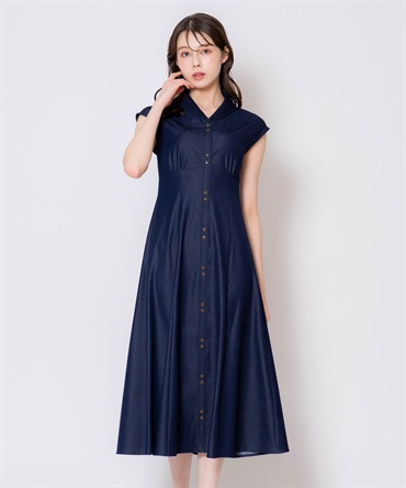 【予約】ステッチシャツワンピース(73インディゴ-Ｍ-7月下旬ごろのお届け)