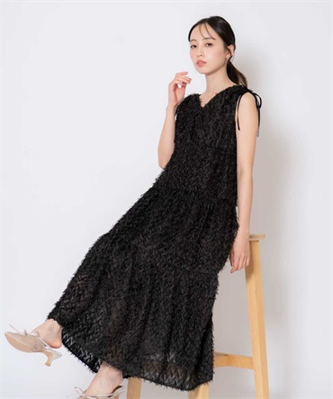 【予約】ジャガードカシュクールワンピース(00ブラック-フリー-8月下旬ごろのお届け)