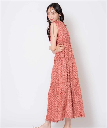 【予約】ジャガードカシュクールワンピース(34コーラル-フリー-8月下旬ごろのお届け)