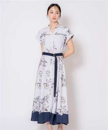 【予約】【15周年】スカーフ柄シャツワンピース(72サックス-Ｍ-8月下旬ごろのお届け)