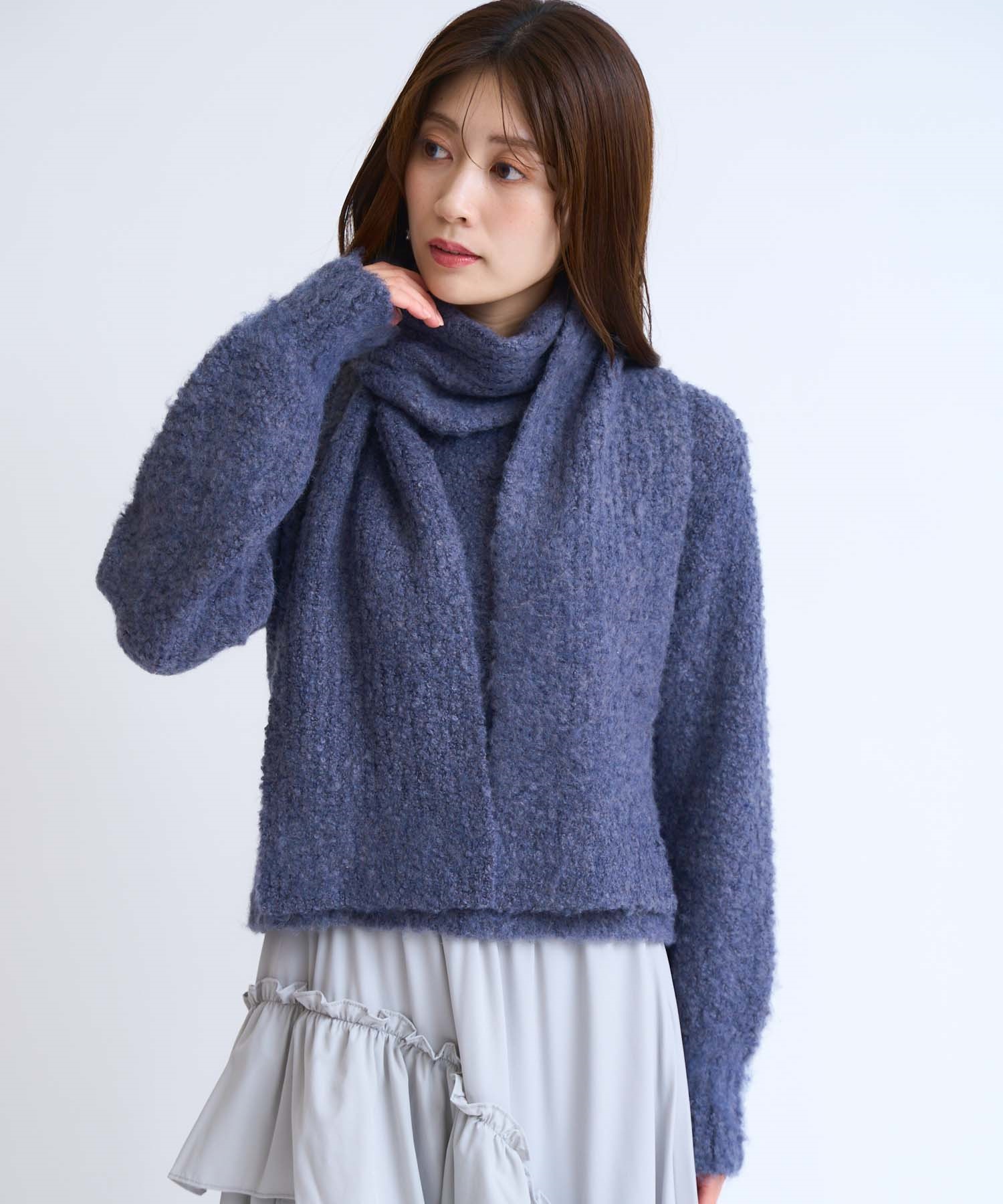 マフラーセットシャギーニット(10チャコールグレー-フリー)