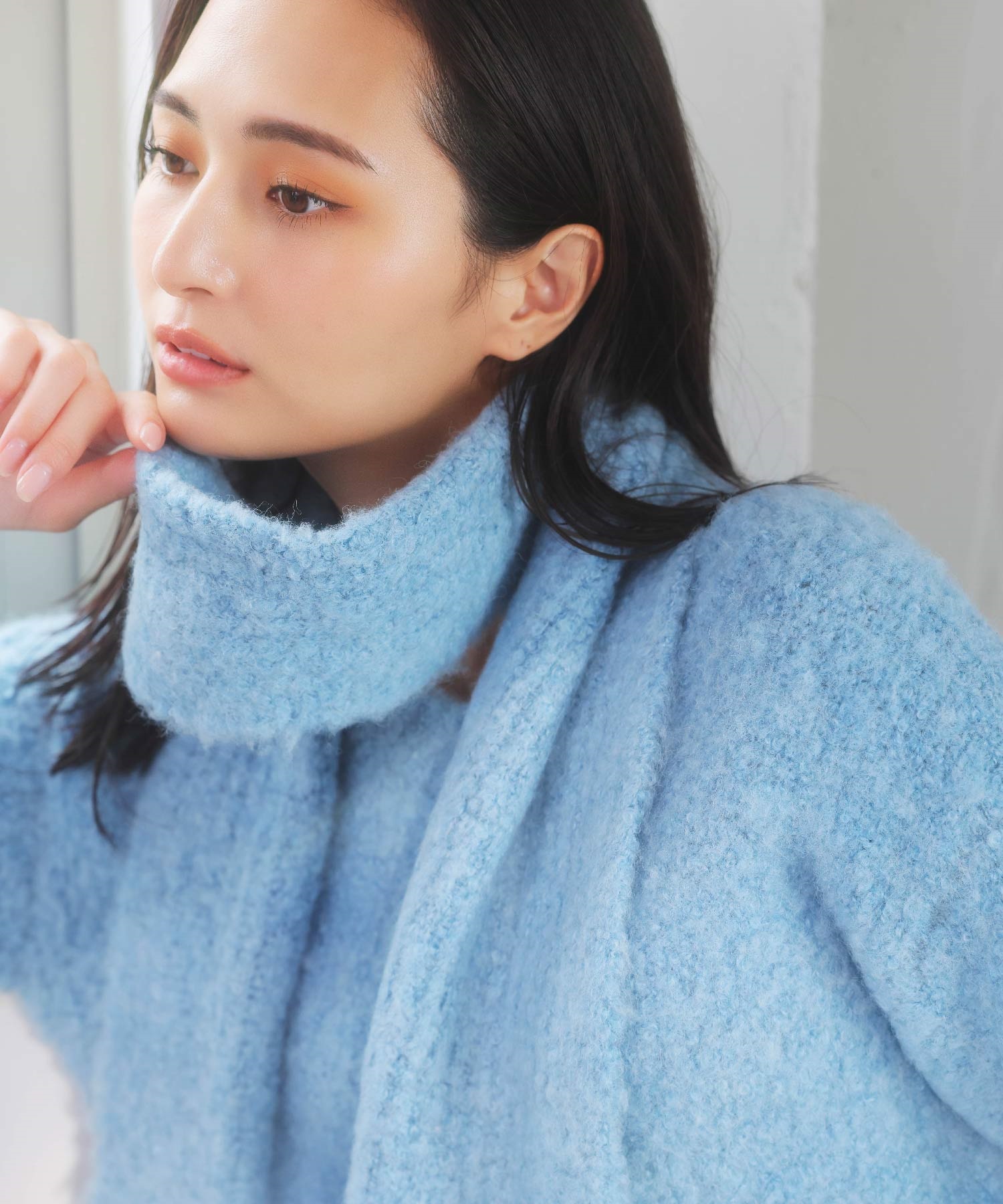 マフラーセットシャギーニット(71ブルー-フリー)