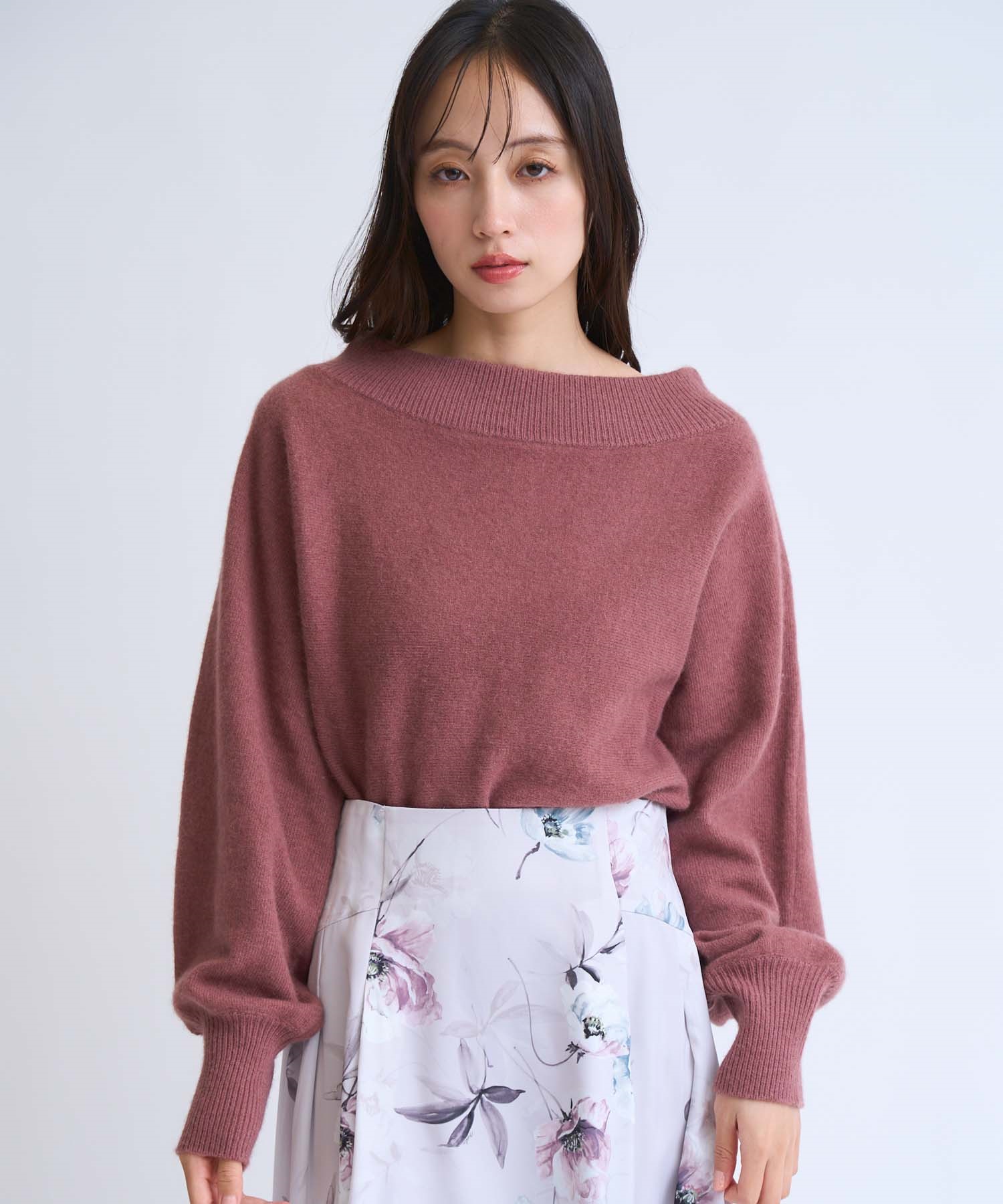 ラクーンブレンドオフショルニット(32ピンク-フリー)