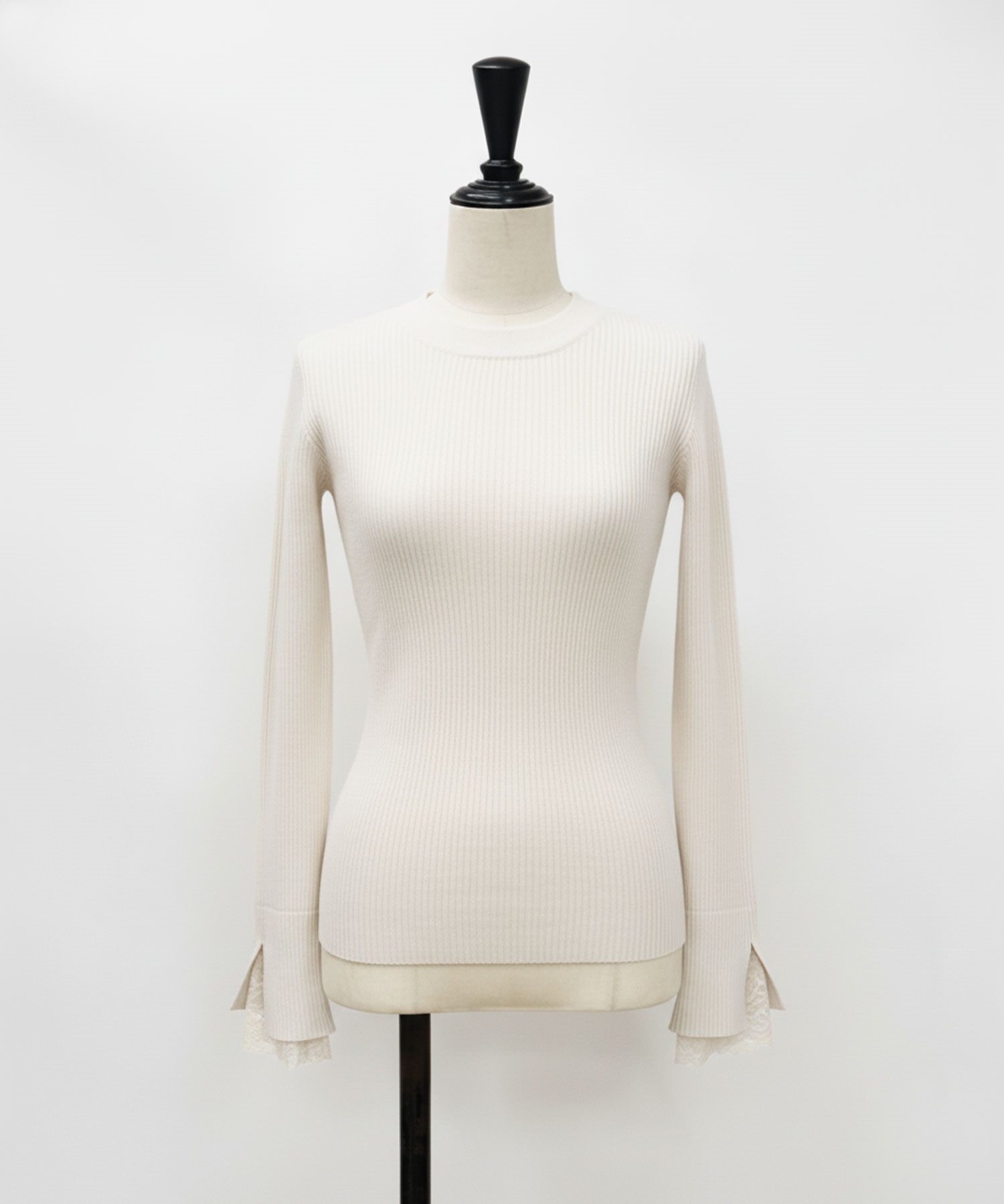 【予約】レーススリーブリブニット(01オフホワイト-フリー-11月中旬ごろのお届け)