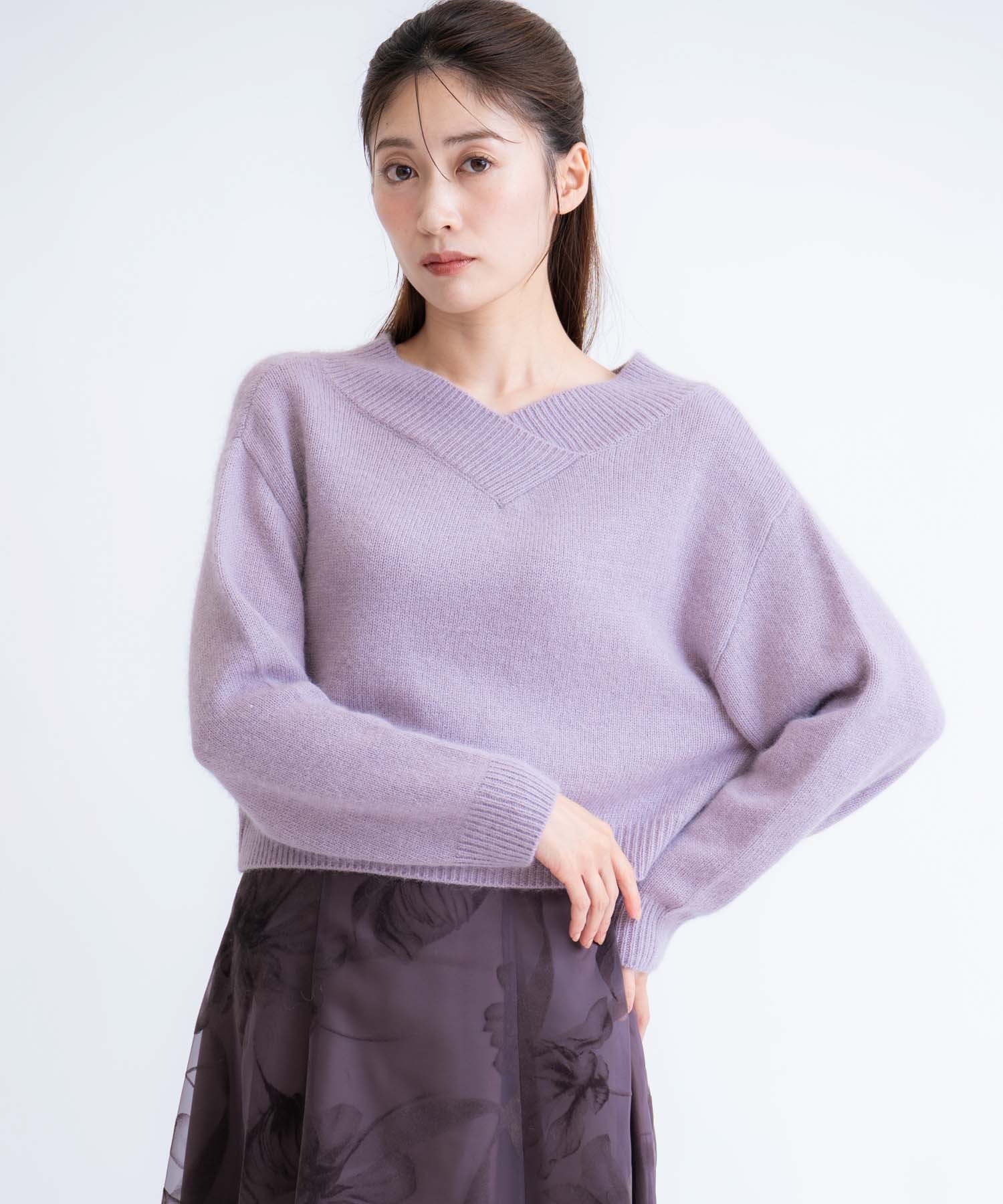 【予約】２ＷＡＹアンゴララクーン混ニット(22ラベンダー-フリー-11月下旬ごろのお届け)