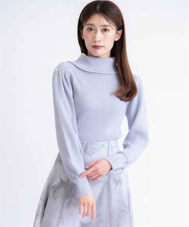 【予約】タートルネックリブニット(72サックス-フリー-11月下旬ごろのお届け)