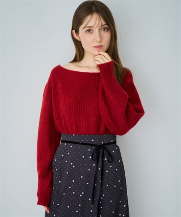 【予約】２ＷＡＹオフショルニット(30レッド-フリー-11月下旬ごろのお届け)